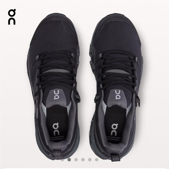 On Cloudwander Waterproof Hiking Shoe Sneakers Black Size 9 - Picture 2 of 13